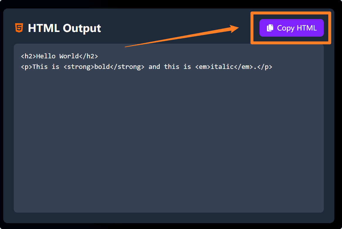 Copy HTML Code
